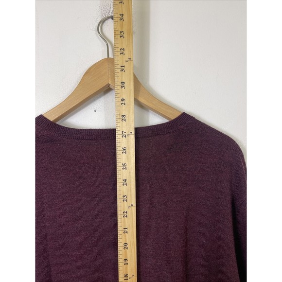 Banana Republic Mens Sweater V Neck Burgundy Merino Wool XL - Picture 5 of 7